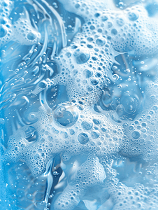废物危险摄影照片_气泡或泡沫表面覆盖隔离蓝色容器中的脏水