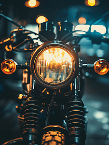 金属样式摄影照片_摩托车头灯自行车灯照明灯具