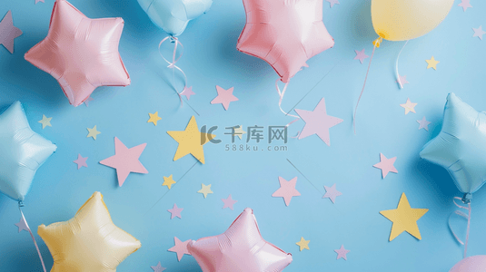 蓝粉色六一儿童节可爱星星气球背景3