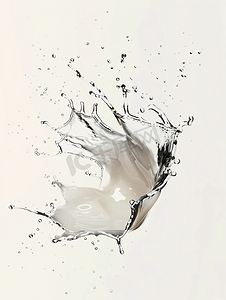 油漆滴摄影照片_白色背景上分离的牛奶滴和溅
