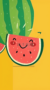 水果扁平背景图片_扁平卡通涂鸦风夏天水果西瓜背景