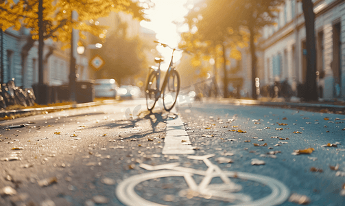 箭头标志摄影照片_街道上的自行车标志