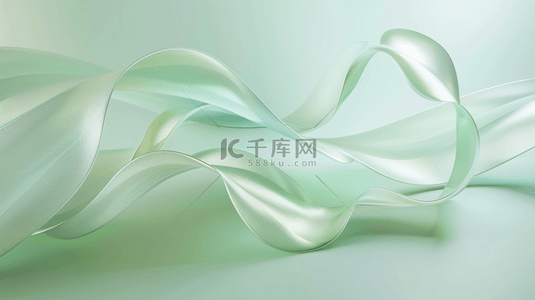 玻璃流体背景图片_薄荷绿透明流体玻璃丝带背景3