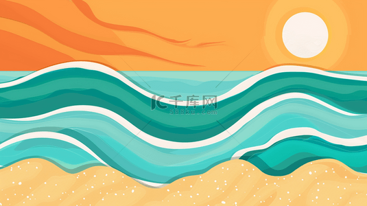 简约卡通可爱夏日海浪波纹底纹4背景素材