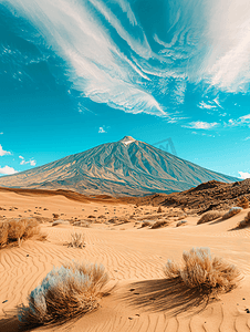 沙地沙漠与蓝天全景泰德火山特内里费岛加那利群岛