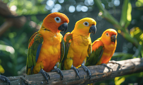 太阳角鹦鹉黄色和绿色鹦鹉被饲养