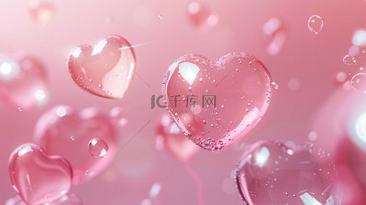 泡泡粉色背景图片_粉色爱心泡泡合成创意素材背景