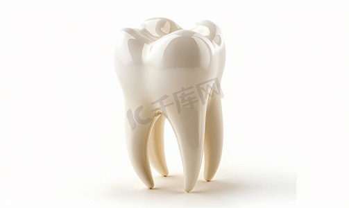 牙齿大暑摄影照片_白色孤立背景上的牙齿模型