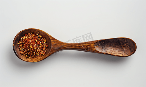 木勺与辣椒粉的视图