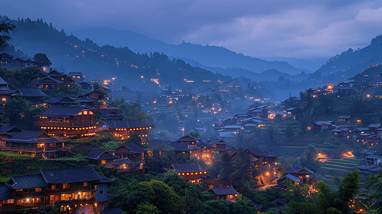 贵州西江苗寨夜景照