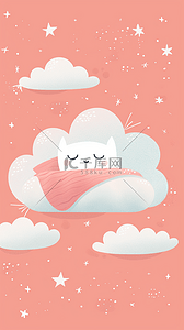床促销背景图片_618母婴用品粉色可爱云朵婴儿床背景