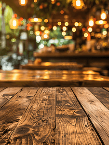 餐厅背景模糊的木桌
