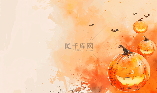 秋季纹理背景图片_棕色秋季万圣节水彩颜料染色背景圆