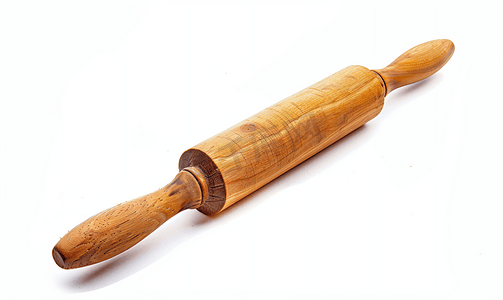 在白色背景上隔离的木制擀面杖包括剪切路径
