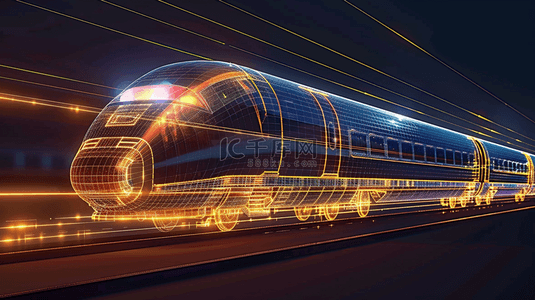科技全息线条地铁高铁列车轮廓设计