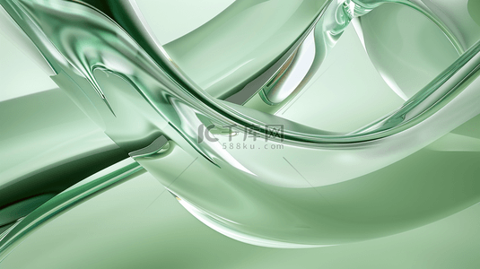 玻璃流体背景图片_薄荷绿透明流体玻璃丝带背景