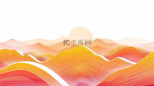 太阳创意背景图片_山丘线条太阳合成创意素材背景