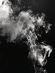烟香烟摄影照片_黑色背景上动画的抽象白烟
