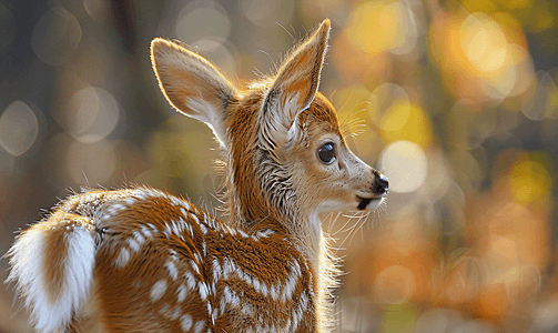 鹿摄影照片_小鹿背上蓬松的白色尾巴