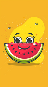 夏日水果西瓜背景图片_扁平卡通涂鸦风夏天水果西瓜背景