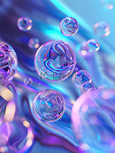 蓝色和紫色渐变的气泡背景素材