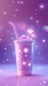 饮料粉色背景图片_夏天卡通3D饮料冷饮图标背景