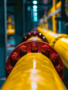 天然气管道摄影照片_向消费者供应天然气的黄红主线