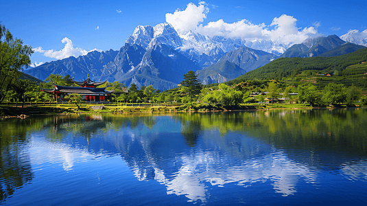 旅游丽江玉龙雪山摄影图