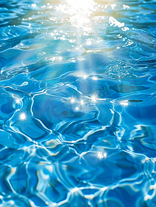 太阳图案摄影照片_蓝色泳池水面与太阳反射的水背景