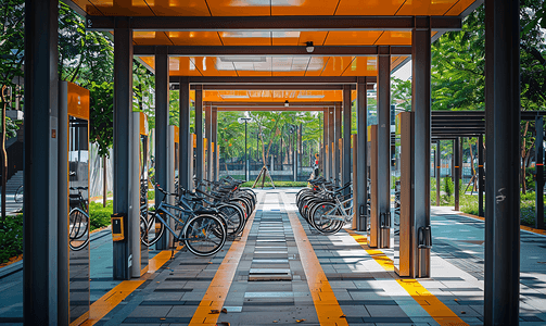 井下巷道摄影照片_曼谷城市自行车租赁站