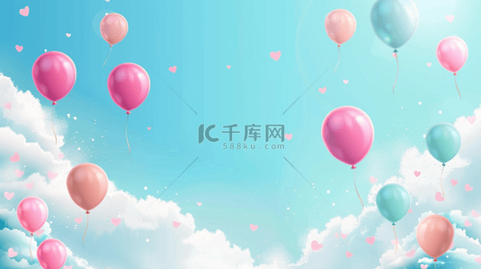 促销的背景背景图片_六一儿童节梦幻云朵粉彩气球背景