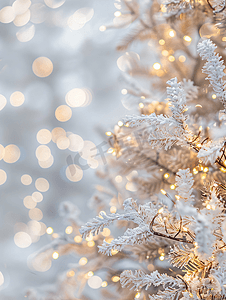 圣诞灯和新年的白色散景背景