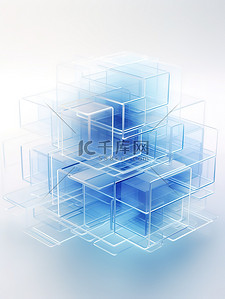 半透明蓝色三维方块设计图