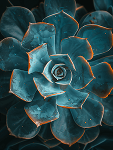 对称背景摄影照片_花园里华丽的莲座多肉植物