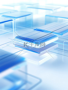 科技三维背景图片_半透明蓝色三维方块背景图片