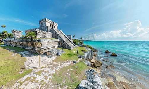 墨西哥尤卡坦半岛加勒比海图卢姆里维埃拉玛雅大宫殿玛雅遗址