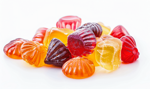 多彩多姿的果酱糖果被孤立在白色背景上