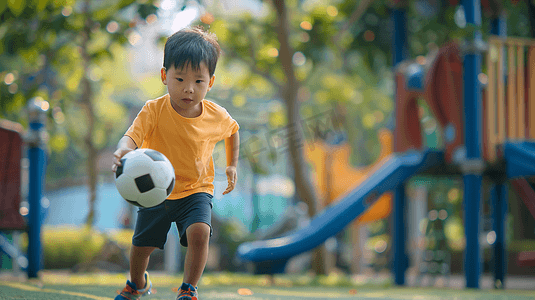 踢足球的小男孩摄影3