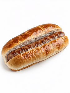 意大利新鲜香肠面包在白色背景剪切路径上隔离
