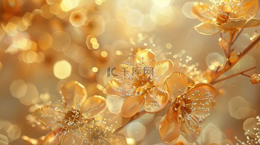 金色素材背景背景图片_金色鲜花花蕊合成创意素材背景