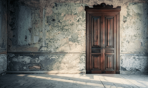 历史建筑中的古董门安全神秘格朗基的概念
