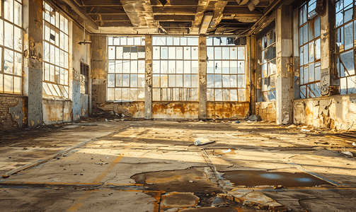 旧破空废弃工业建筑内部