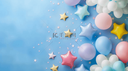 蓝粉色六一儿童节可爱星星气球背景