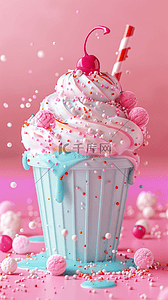 粉彩色卡通3D冷饮冰淇淋背景