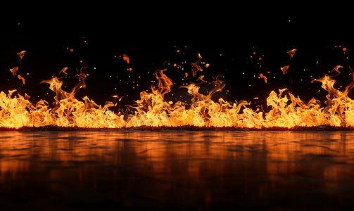 文字动态火焰摄影照片_黑暗中的火焰夜间的火焰表演混乱的火焰火线