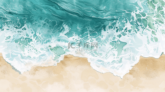 卡通海浪沙滩背景图片_简约卡通可爱夏日海浪波纹底纹图片