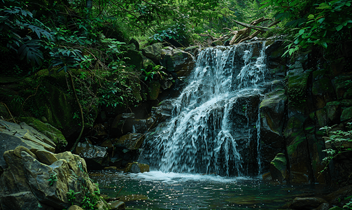 雨林中美丽的瀑布