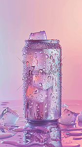 粉紫色3D冷饮冰块饮料背景