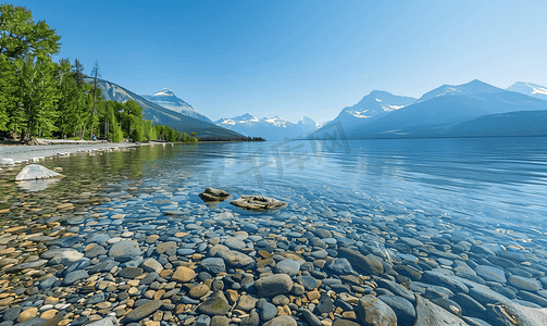 平头摄影照片_蒙大拿州麦克唐纳湖的景色