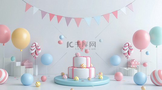 气球派对气球背景图片_儿童节派对气球蛋糕设计图